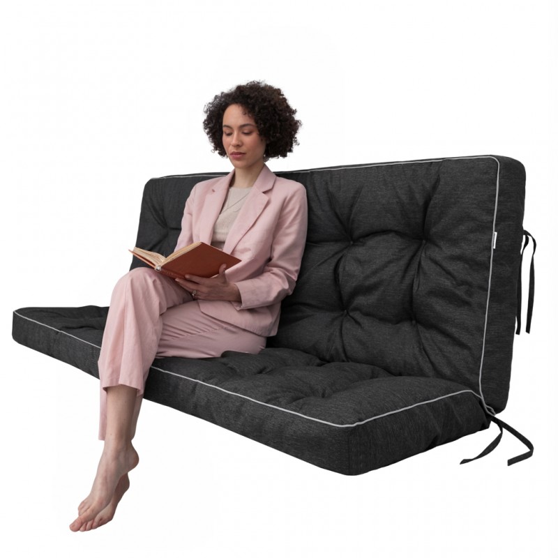 Pola Kopfkissen - Schwarz - ohne Kissen - 100x49x56cm