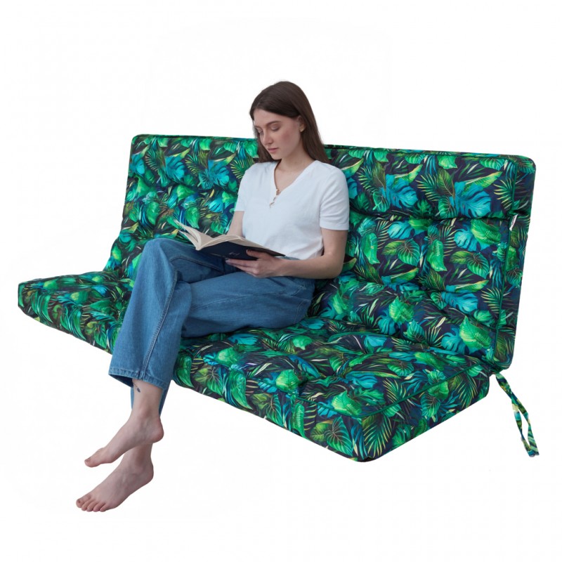 Kissen Pola- Blaue Blätter- ohne Kissen - 150x49x56cm